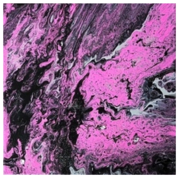 Hand Crafted Pink Black and Silver Abstract Design 12x12 Inches Canvas Picture - Picture 2 of 4